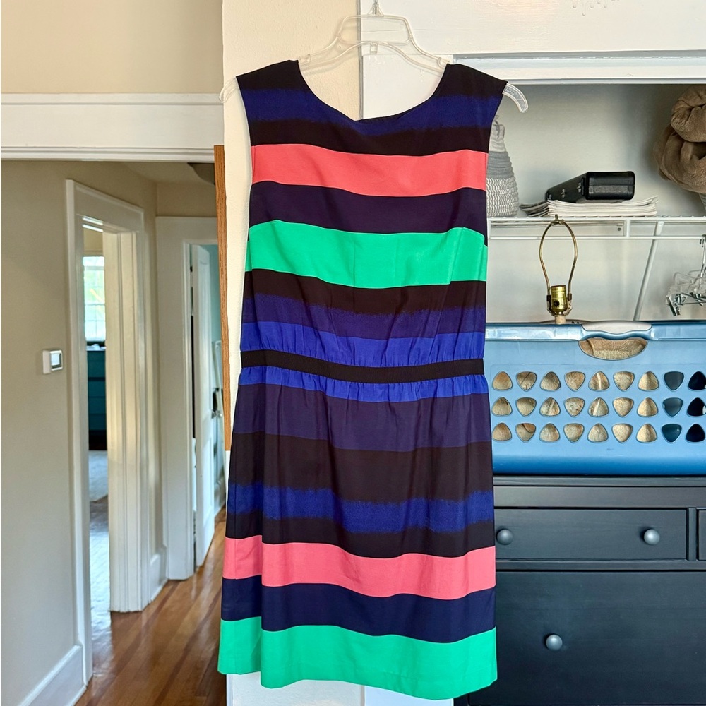 LOFT Striped Mini Dress in Pink, Green, and Blue